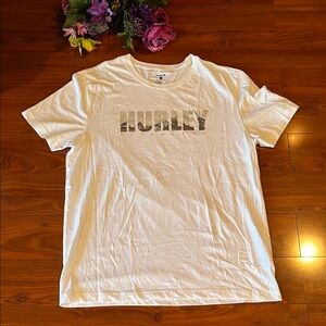 Hurley White Short Sleeve Tee Classic Crew Neck Size Large